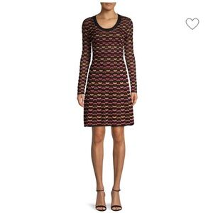 M by Missoni Black Patterned Knit Short Dress